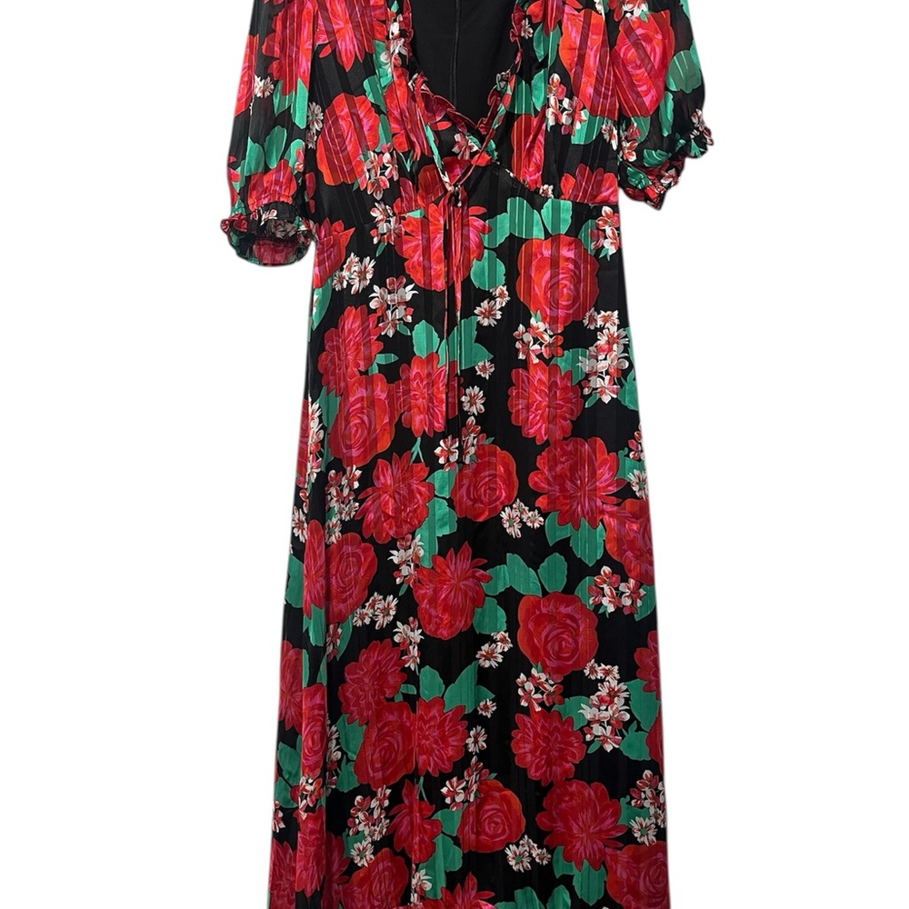 Floral Black and Red Maxi Dress
